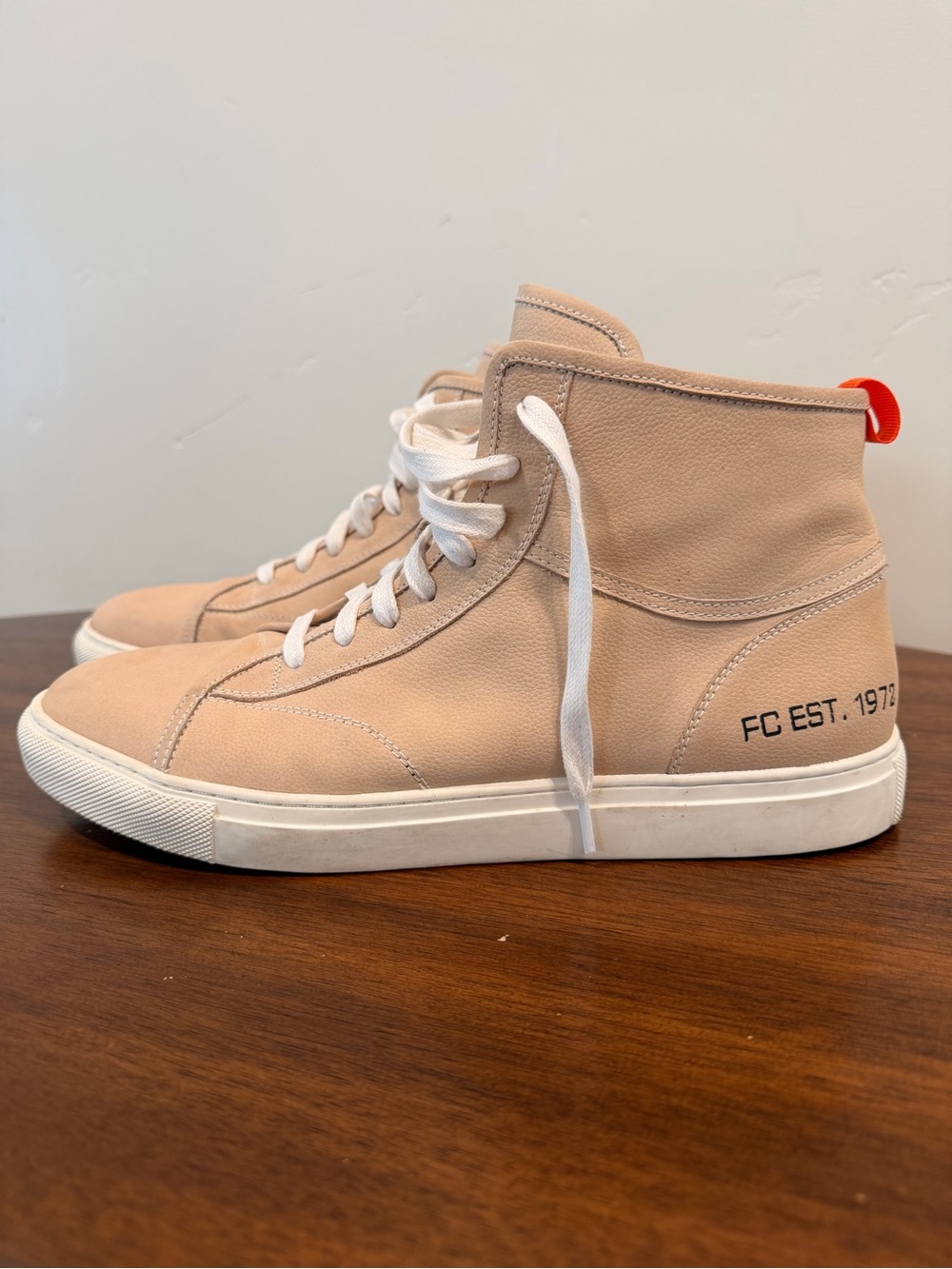 French Connection Men’s Beige High-Top Sneakers – Size